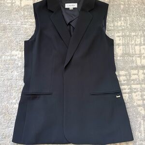 Calvin Klein Black Sleeveless Tailored Blazer Vest